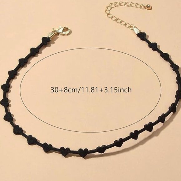 Black Hearts Collar Necklace – Adjustable Gothic Choker - Picture 3 of 6